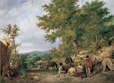 Country Lane with Gypsies by Thomas Sidney Cooper